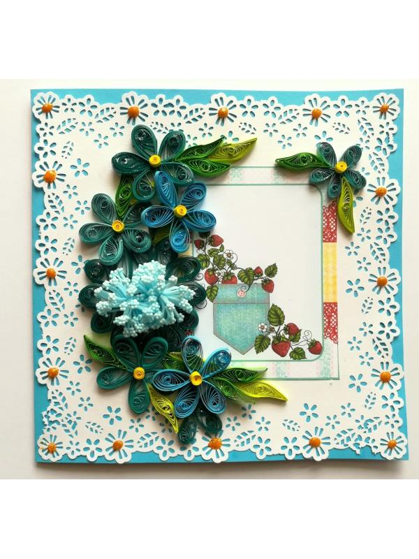 Buy Blue Themed Quilled Flowers Greeting Card